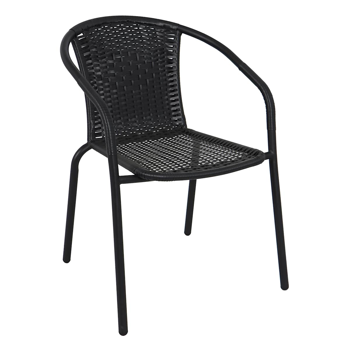 At Home Wicker & Metal Stacking Patio Chair Black