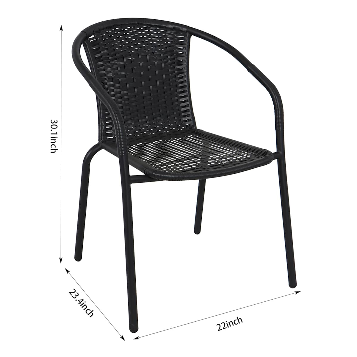 At Home Wicker & Metal Stacking Patio Chair Black