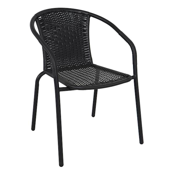 at home Wicker & Metal Stacking Patio Chair Black