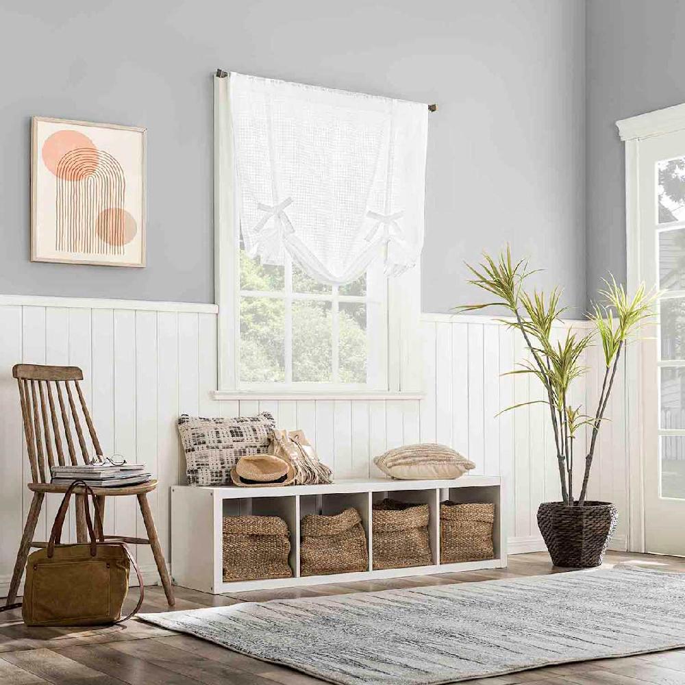 At Home Wilton White Small Curtain Panel 63"