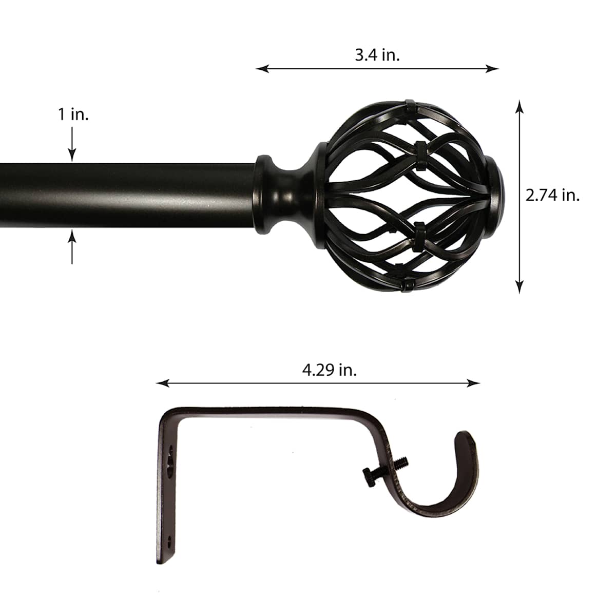 At Home Winslow 1" Bronze Cage Curtain Rod 18-36"