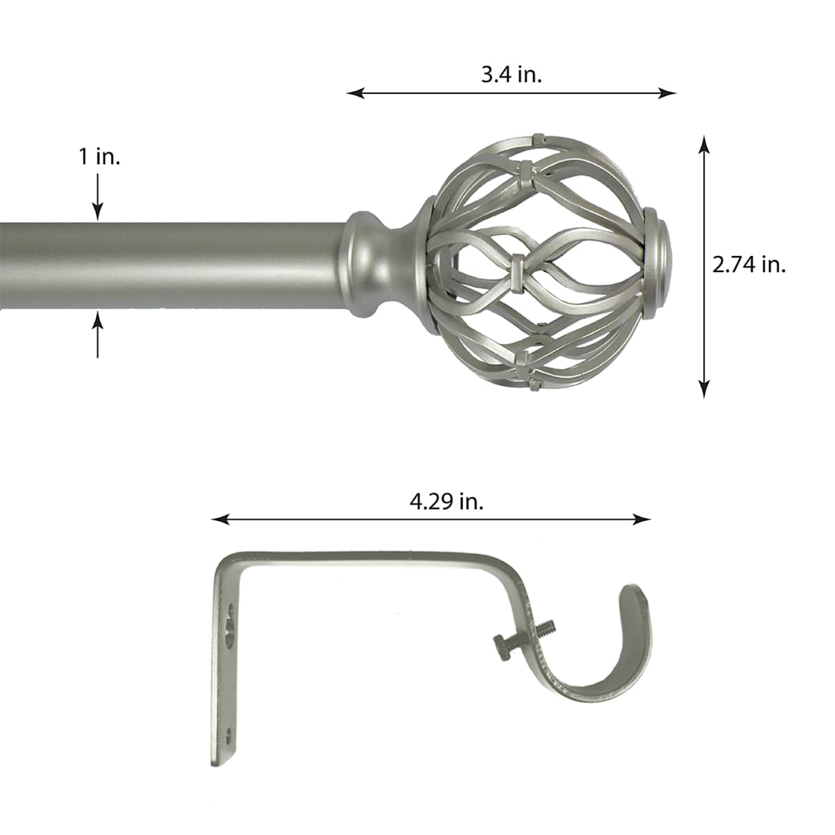 At Home Winslow 1" Nickel Cage Curtain Rod 18-36"