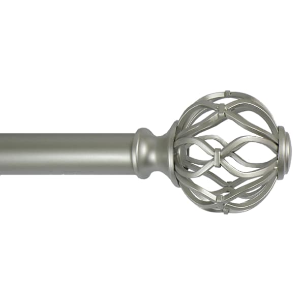 at home Winslow 1" Nickel Cage Curtain Rod 18-36"