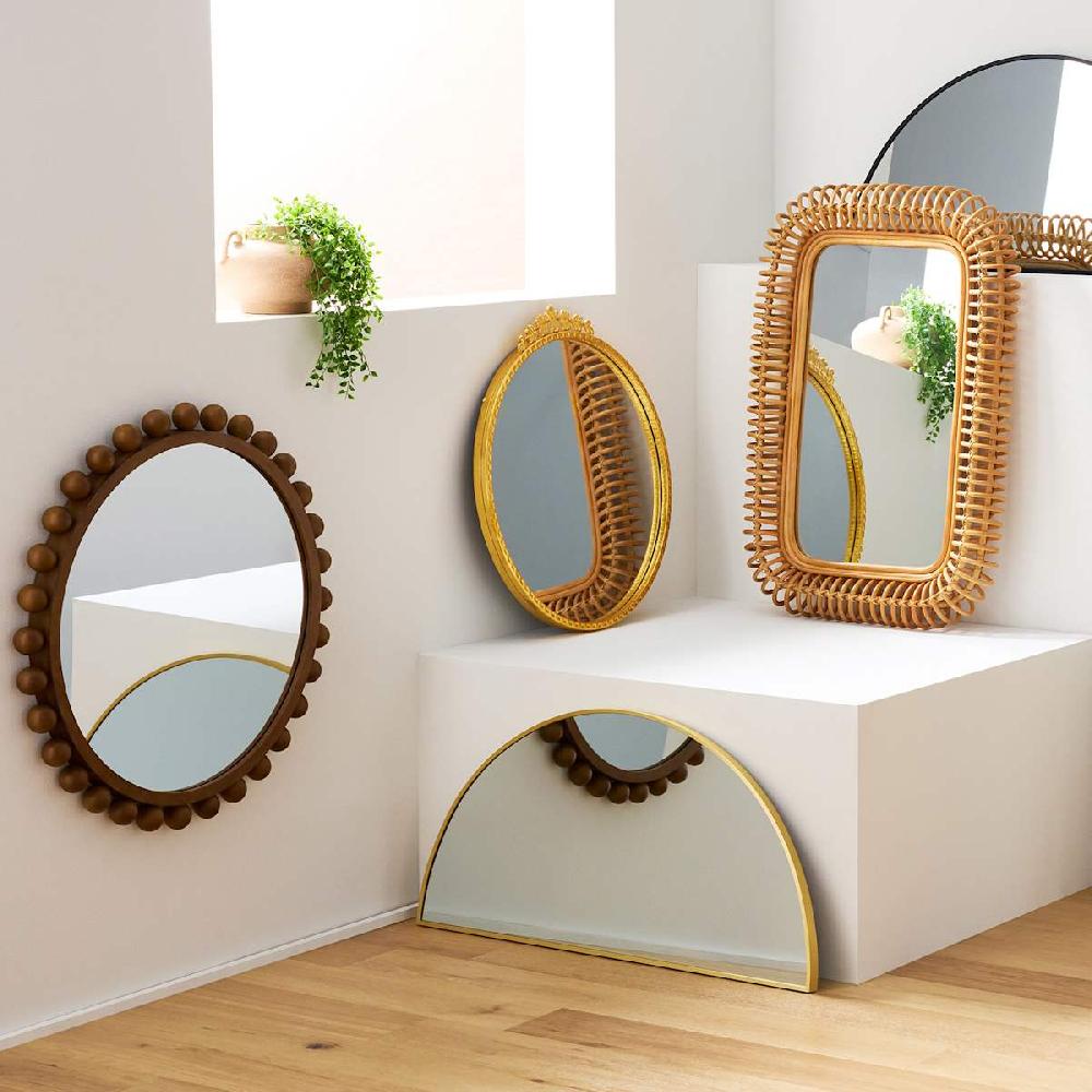 At Home Wood Beaded Wall Mirror 30"