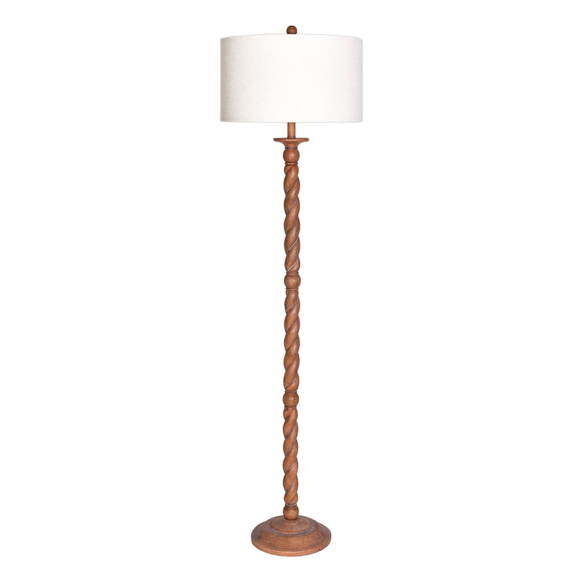 At Home Wood Finish Resin Twist Floor Lamp 64"