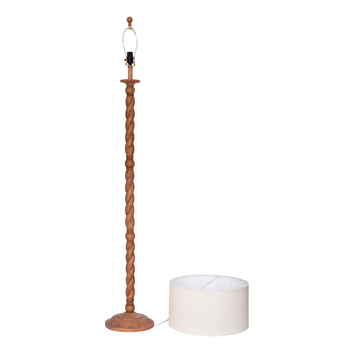 At Home Wood Finish Resin Twist Floor Lamp 64"