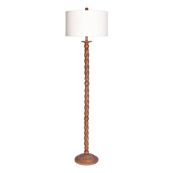 at home Wood Finish Resin Twist Floor Lamp 64"
