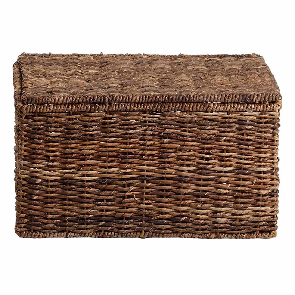 At Home Woven Abaca Storage Basket With Lid Large
