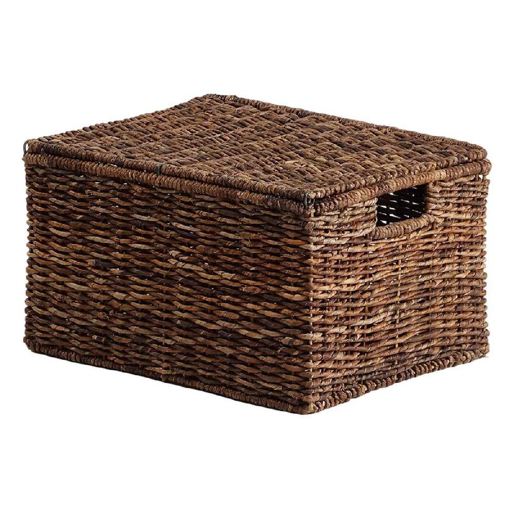 At Home Woven Abaca Storage Basket With Lid Large