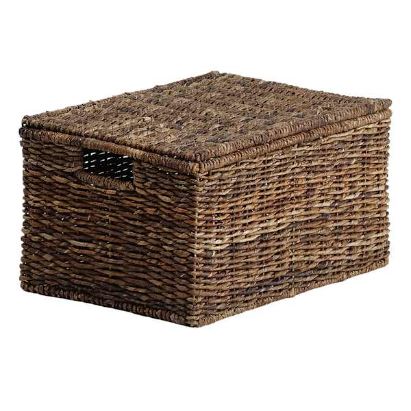 at home Woven Abaca Storage Basket with Lid Large