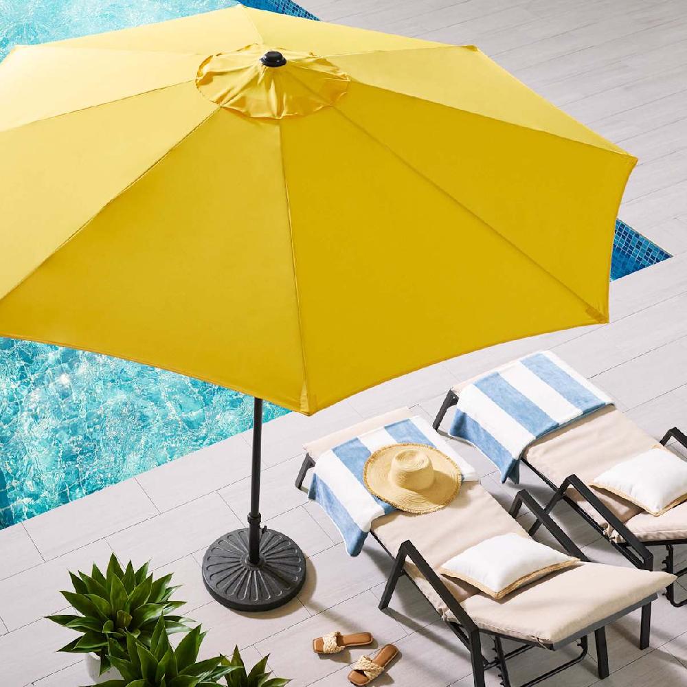 At Home Yellow Crank & Tilt Round Patio Umbrella 9'