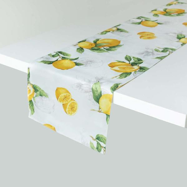 at home Yellow Lemon Print Table Runner 14x72