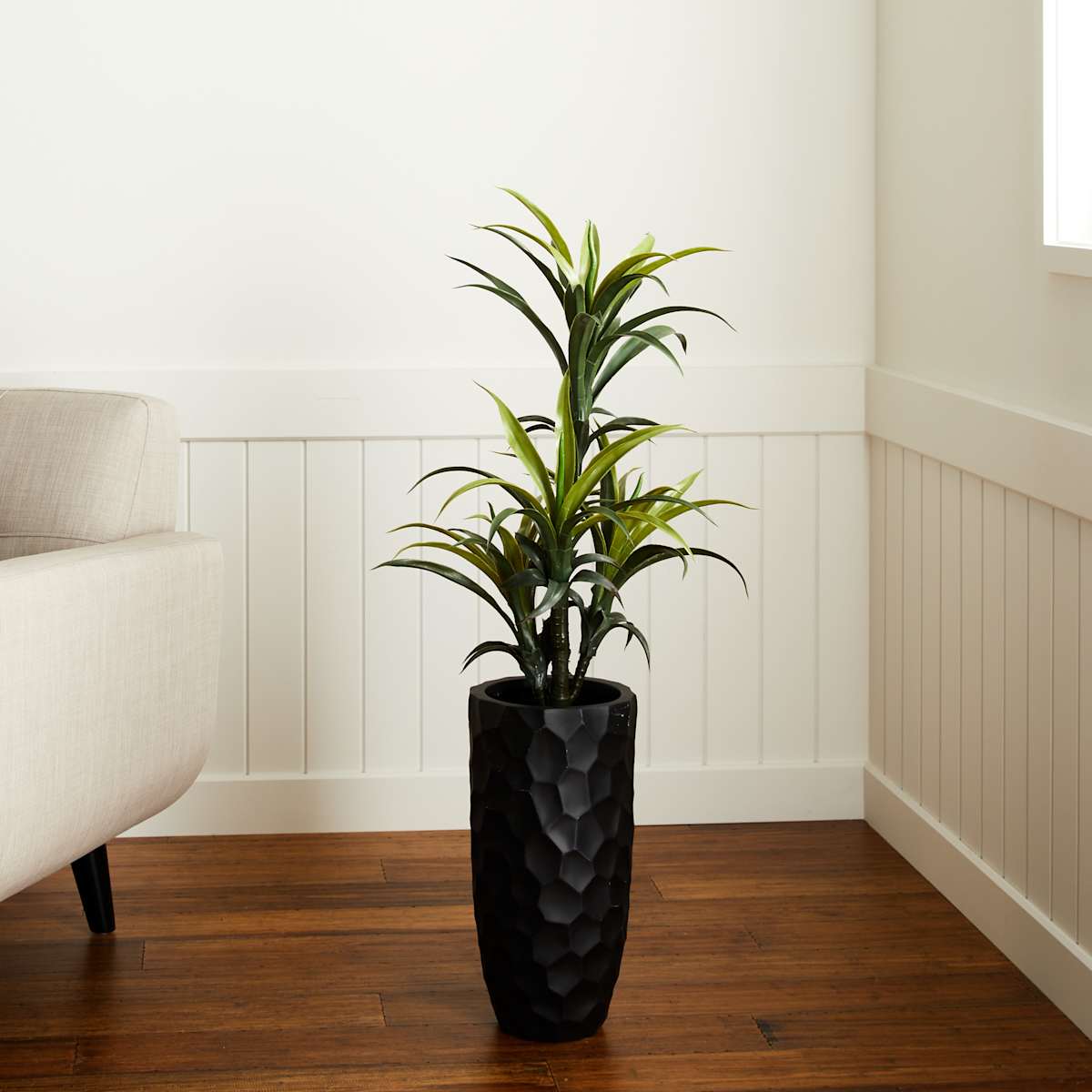 At Home Yucca Tree With Black Planter 33"