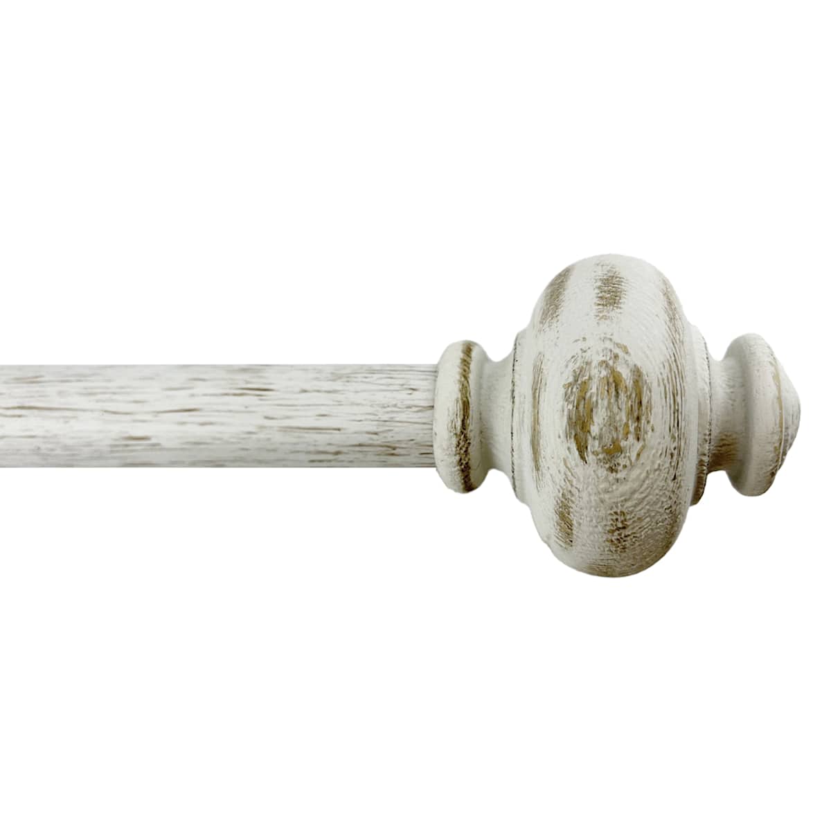 At Home Atlanta 1" White Wood Urn Style Curtain Rod 18-36"