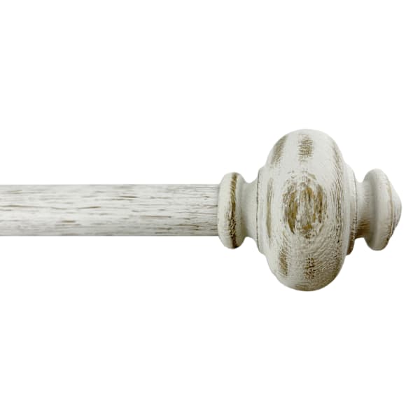at home Atlanta 1" White Wood Urn Style Curtain Rod 36-72"