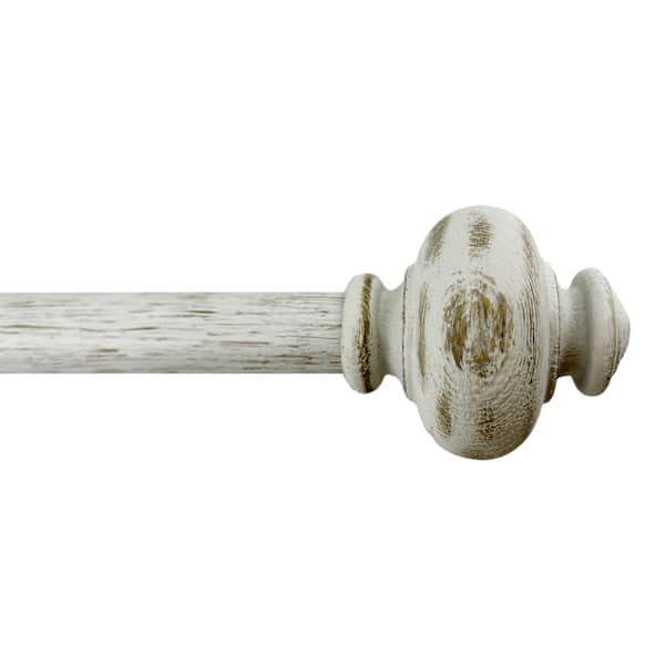 at home Atlanta 1" White Wood Urn Style Curtain Rod 72-120"