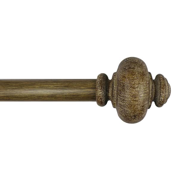 at home Atlanta 1" Wood Finish Urn Style Curtain Rod 36-72"