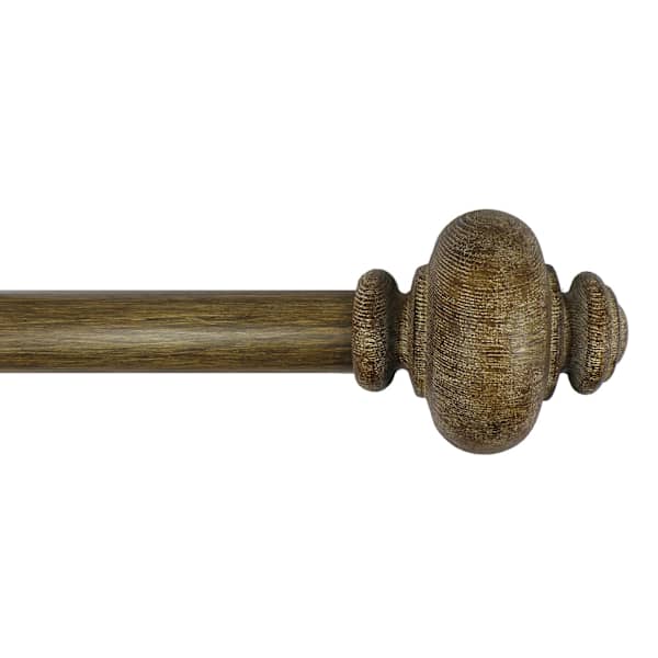 at home Atlanta 1" Wood Finish Urn Style Curtain Rod 72-120"