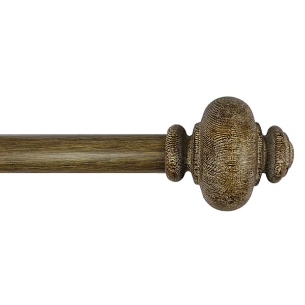 at home Atlanta 1" Wood Finish Urn Style Metal Curtain Rod 18-36"