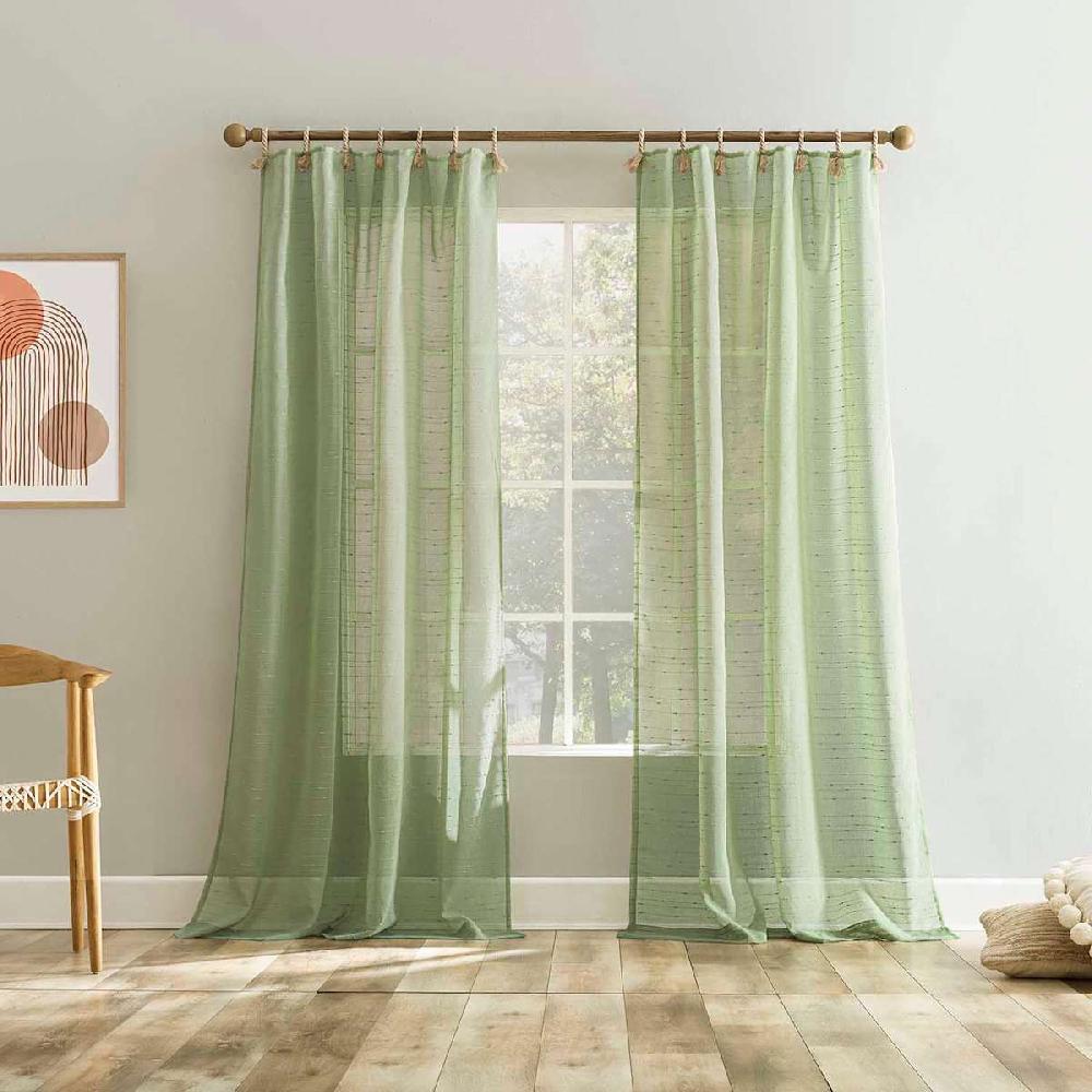 At Home Augusta Moss Sheer Loop Tab Curtain Panel 84"