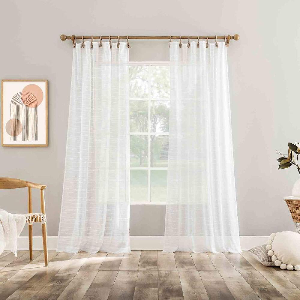 At Home Augusta White Sheer Loop Tab Curtain Panel 84"