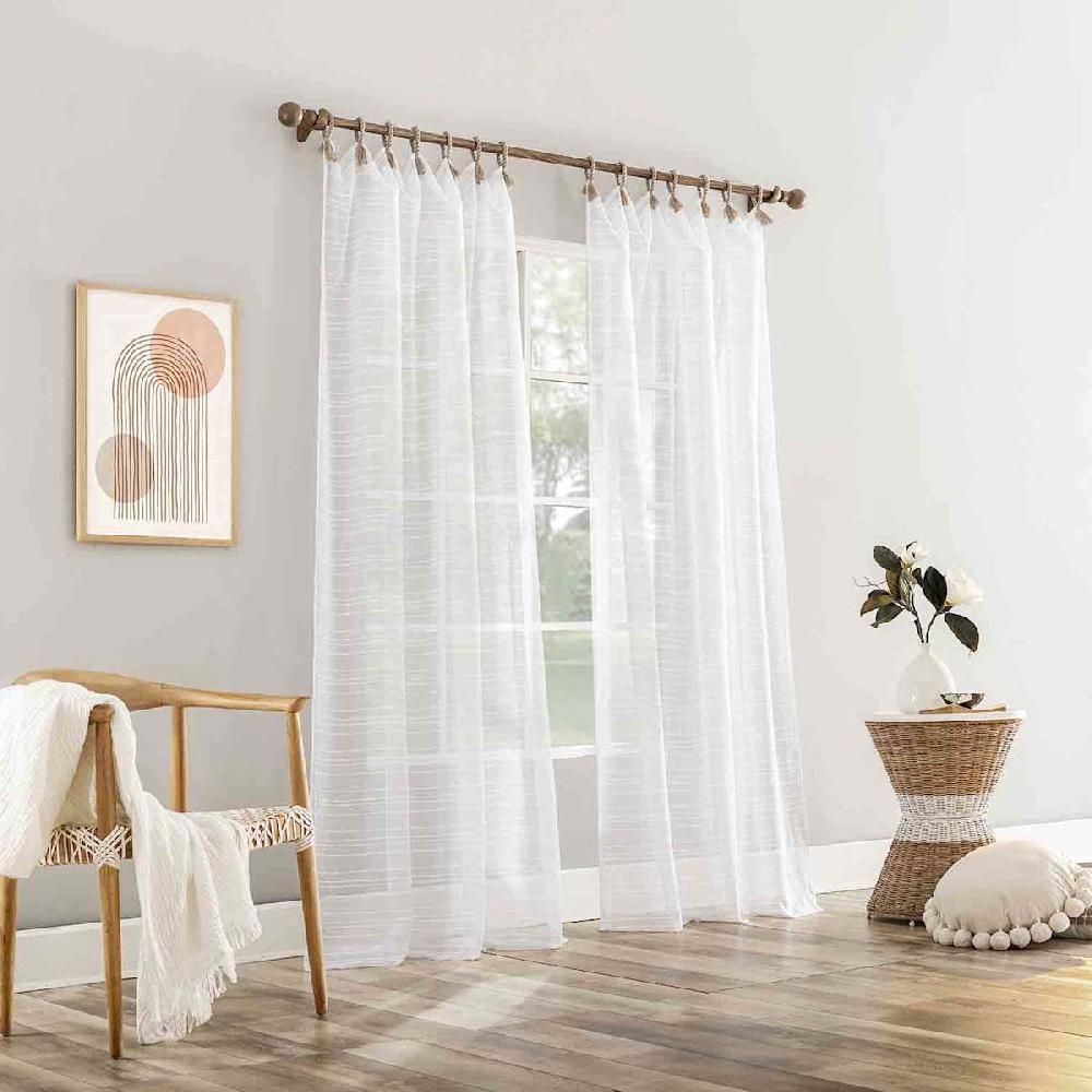 At Home Augusta White Sheer Loop Tab Curtain Panel 84"