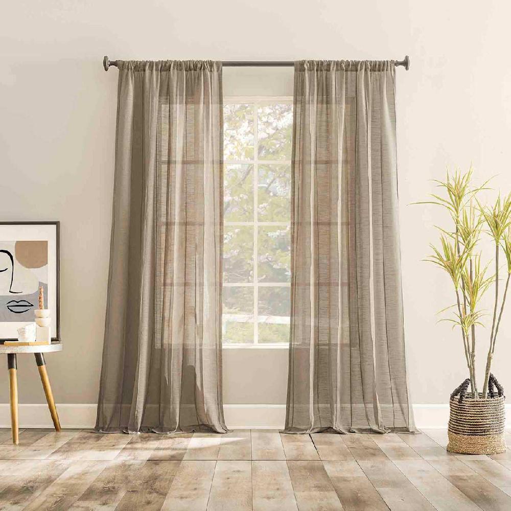 At Home Ayanna Driftwood Sheer Rod Pocket Single Curtain Panel 84"