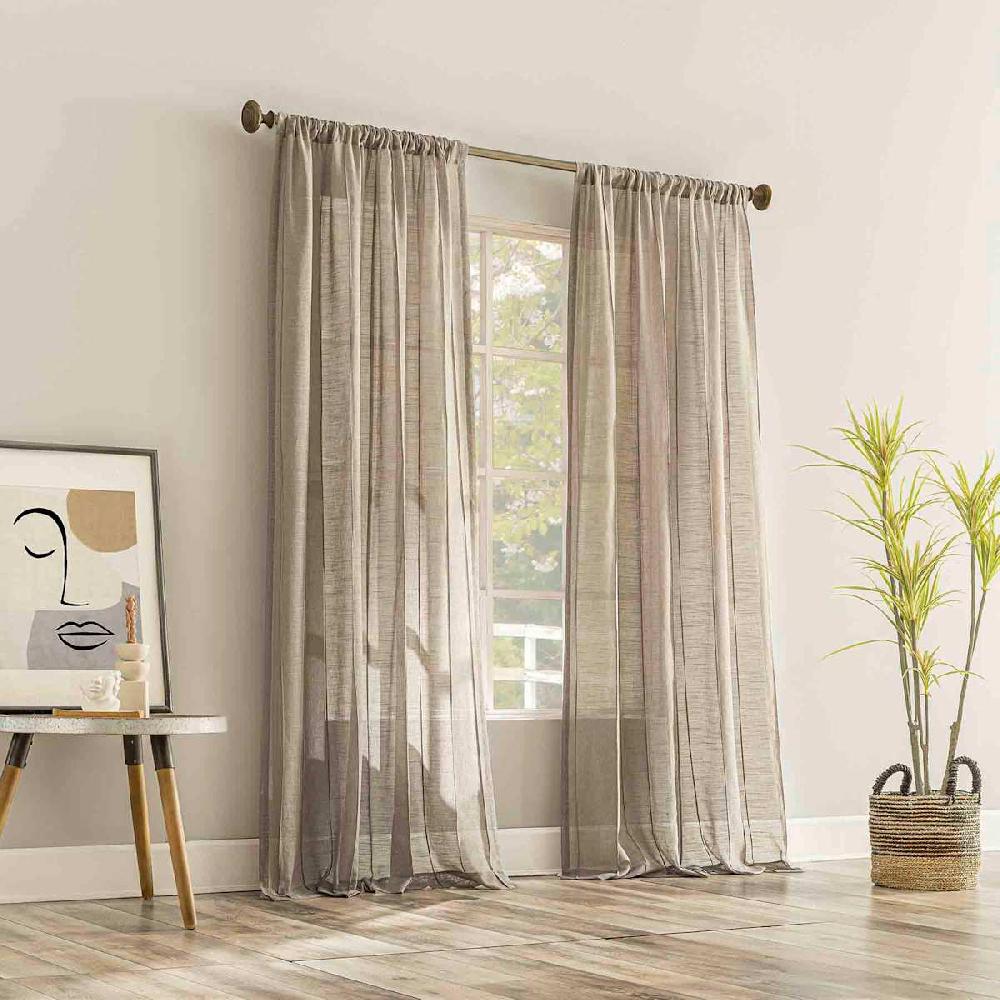 At Home Ayanna Driftwood Sheer Rod Pocket Single Curtain Panel 84"