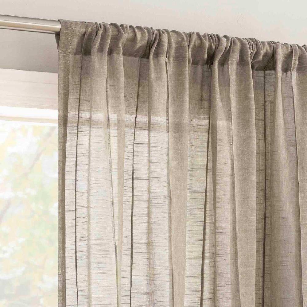 At Home Ayanna Driftwood Sheer Rod Pocket Single Curtain Panel 84"