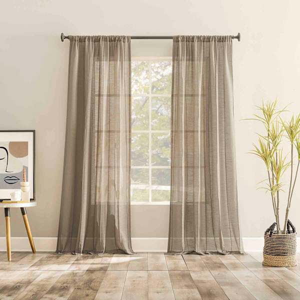 at home Ayanna Driftwood Sheer Rod Pocket Single Curtain Panel 84"