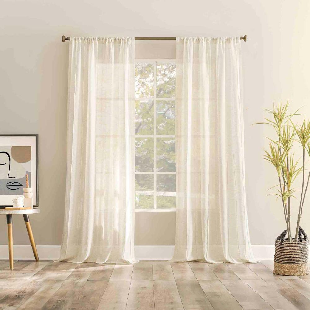 At Home Ayanna Natural Sheer Rod Pocket Curtain Panel 84"