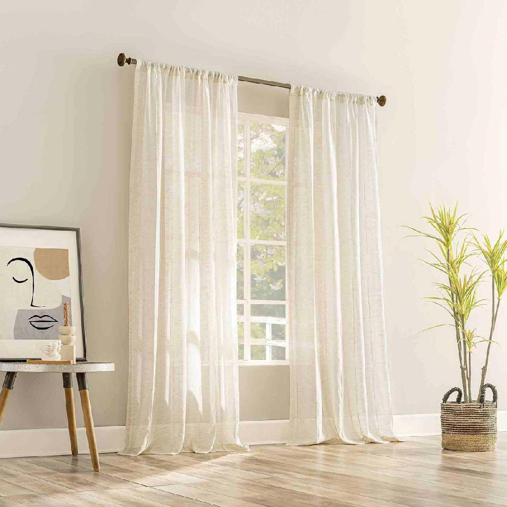 At Home Ayanna Natural Sheer Rod Pocket Curtain Panel 84"