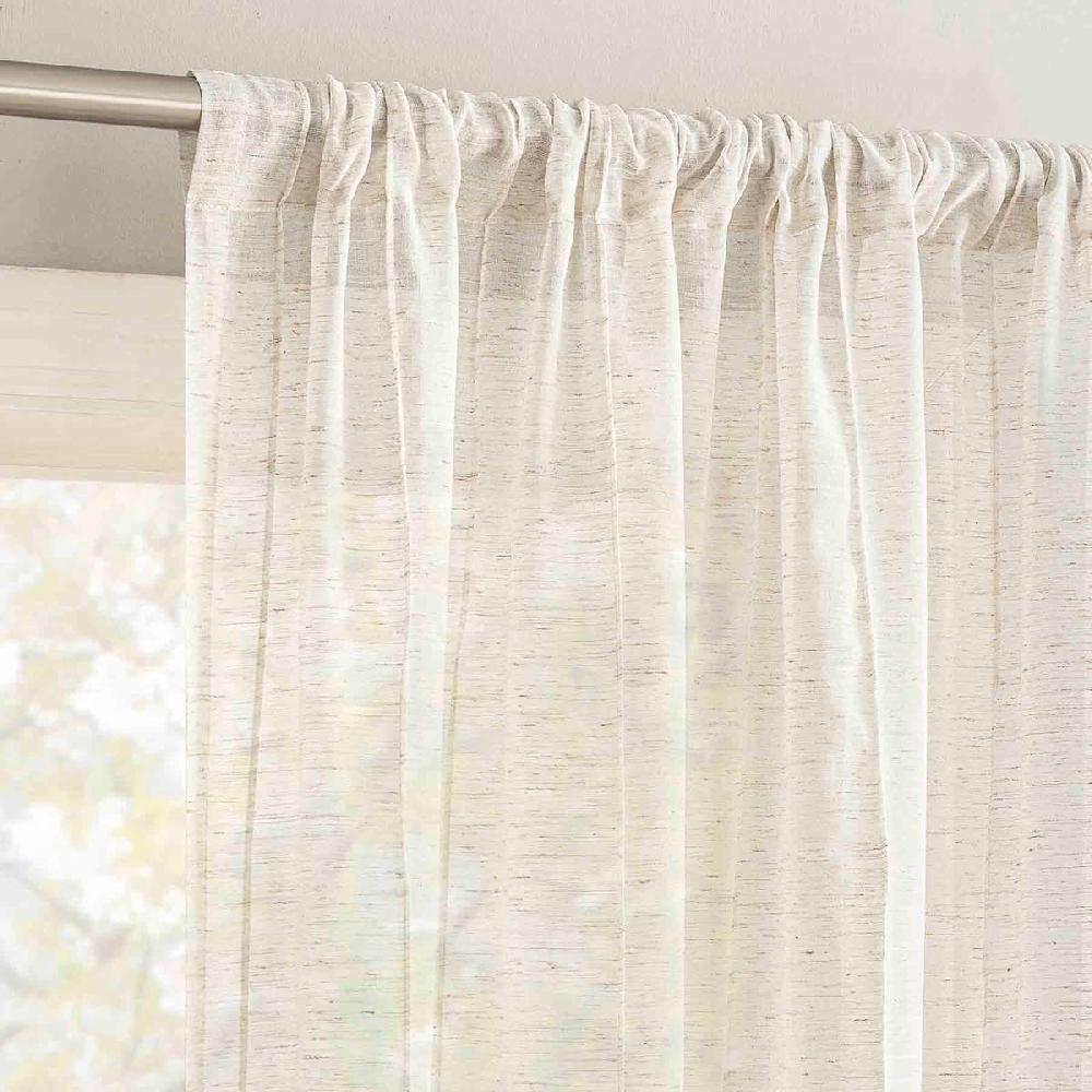 At Home Ayanna Natural Sheer Rod Pocket Curtain Panel 84"