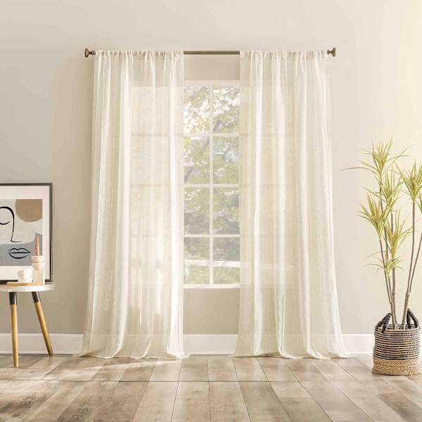 at home Ayanna Natural Sheer Rod Pocket Curtain Panel 84"