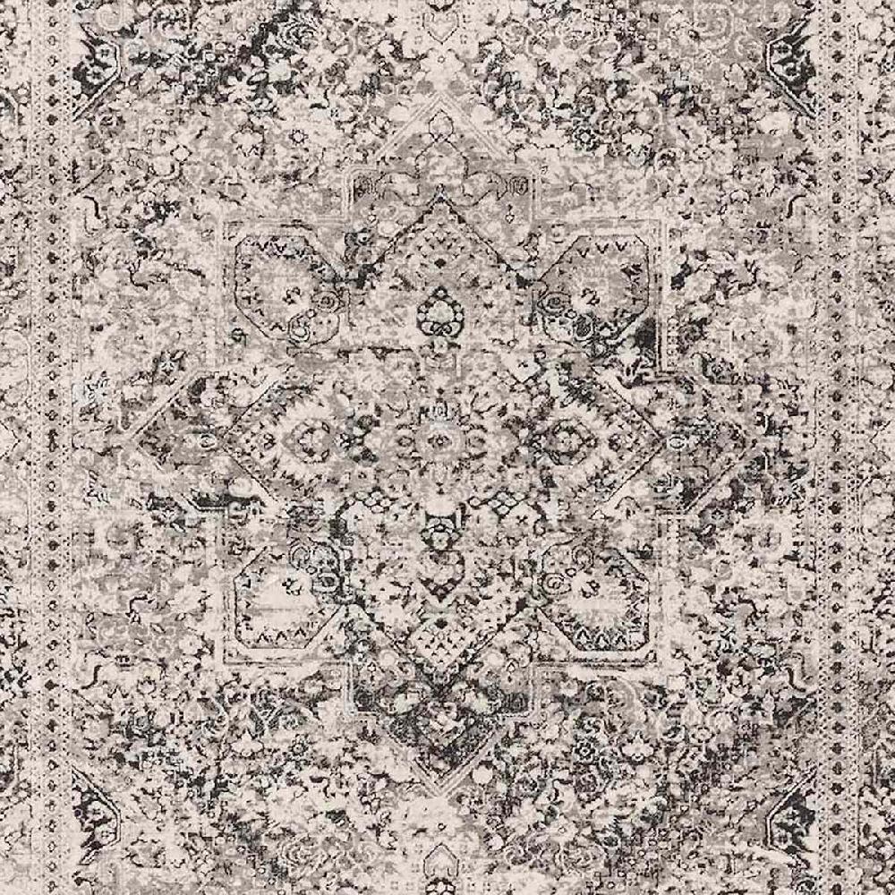 At Home (B548) Providence Villa Dark Grey & Cream Distressed Look Area Rug 8x10