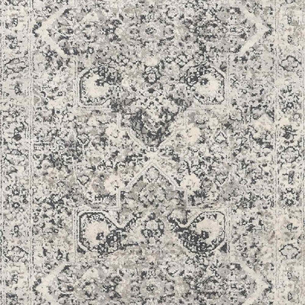 At Home (B548) Providence Villa Dark Grey & Cream Distressed Look Runner 2x6