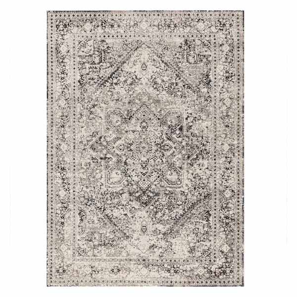 at home (B548) Providence Villa Dark Grey & Cream Distressed Look Area Rug 8x10