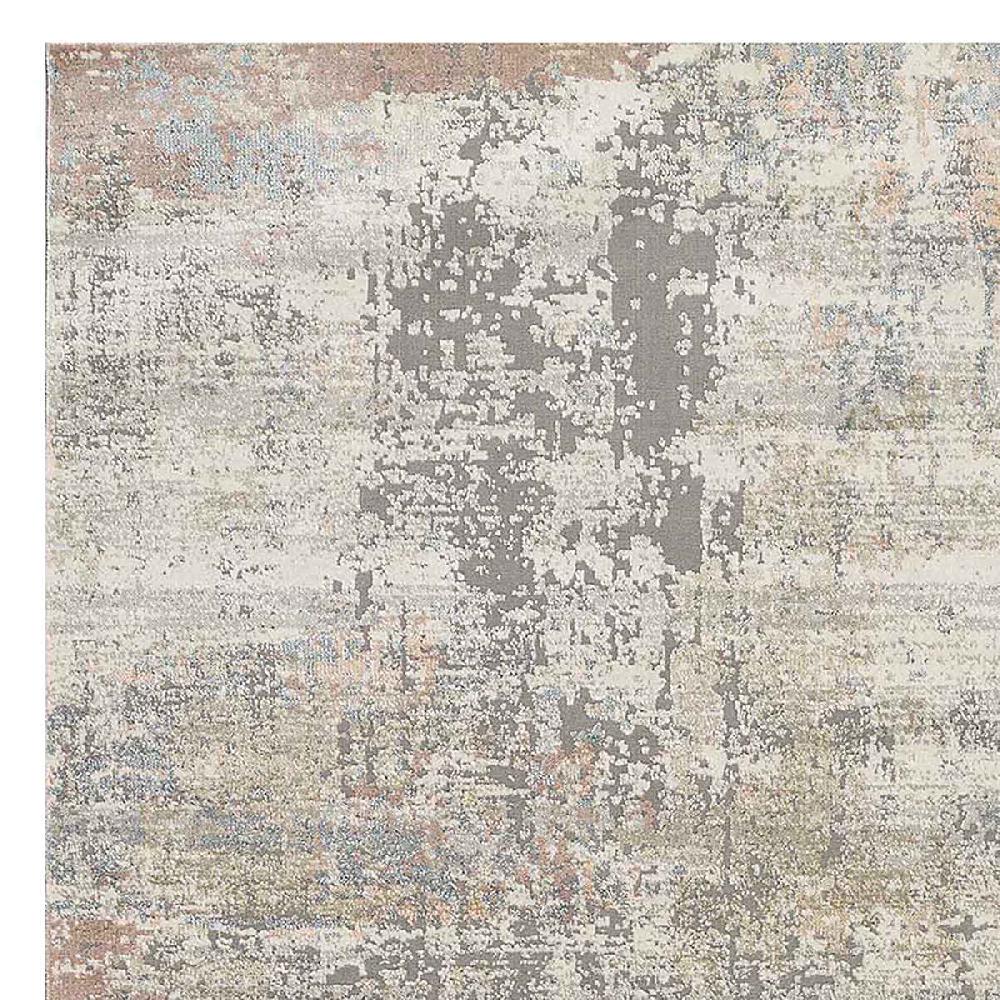 At Home (B606) Villa Abstract Distressed Ivory & Grey Area Rug 8x10