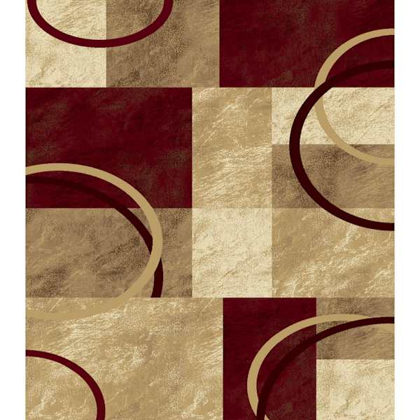 at home (B645) Superior Burgundy & Tan Geometric Area Rug 7x10