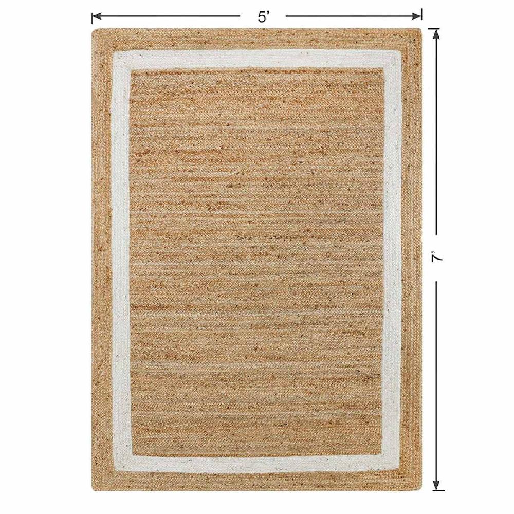 At Home (B728) Providence Kinsey Natural Border Area Rug 5x7