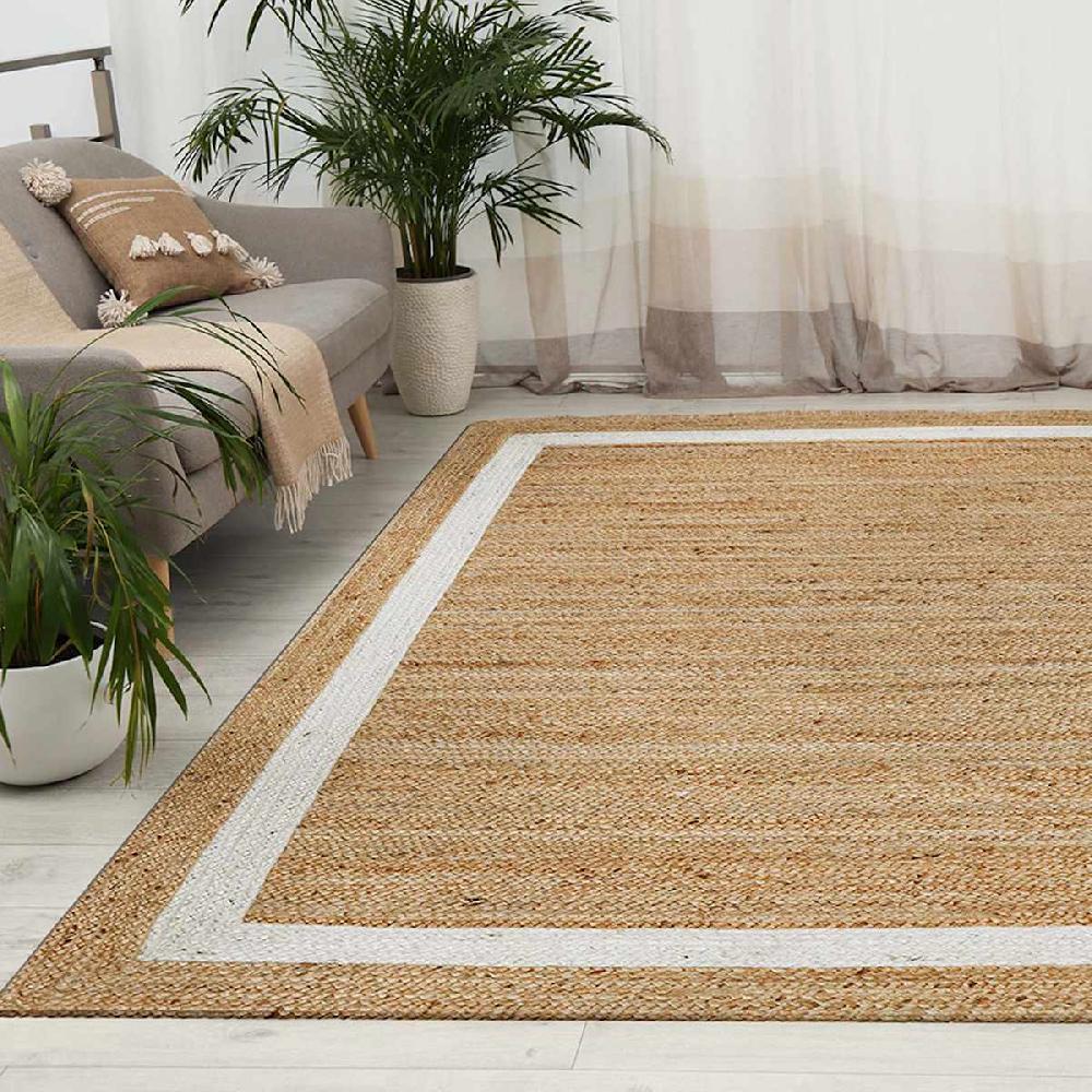 At Home (B728) Providence Kinsey Natural Border Area Rug 5x7