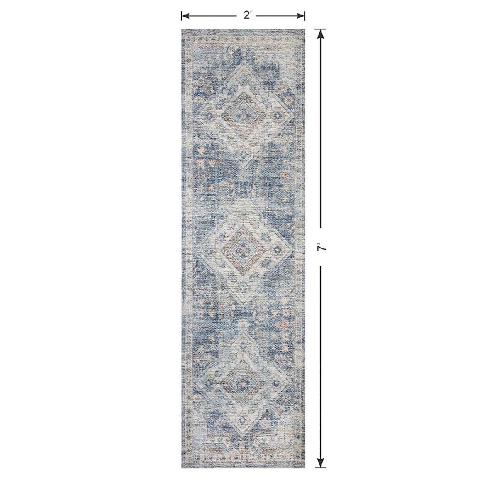 At Home (B822) Whittington Blue Floral Medallion Runner 2x7