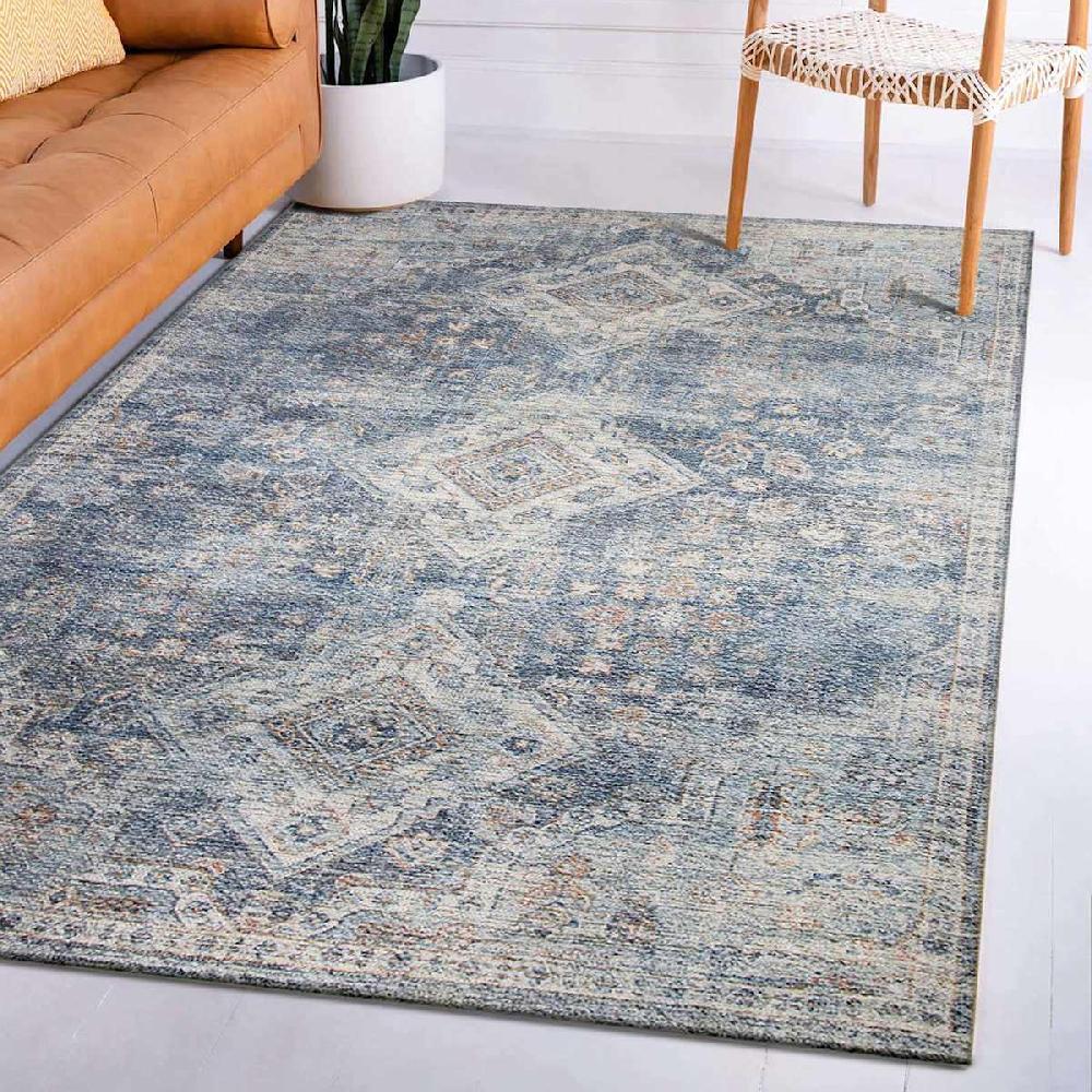 At Home (B822) Whittington Blue Floral Medallion Runner 2x7