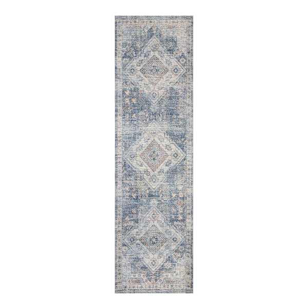 at home (B822) Whittington Blue Floral Medallion Runner 2x7