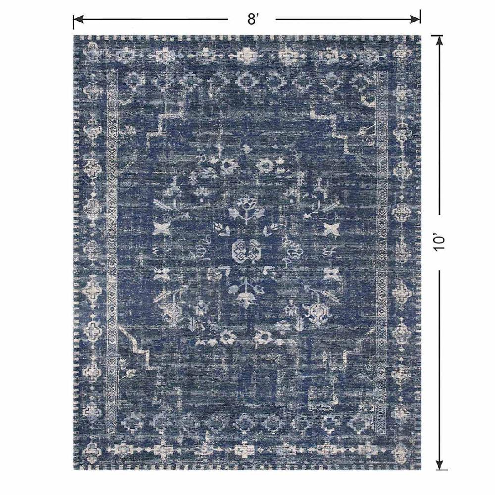 At Home (B823) Teagan Navy Blue Floral Flatweave Area Rug 8x10