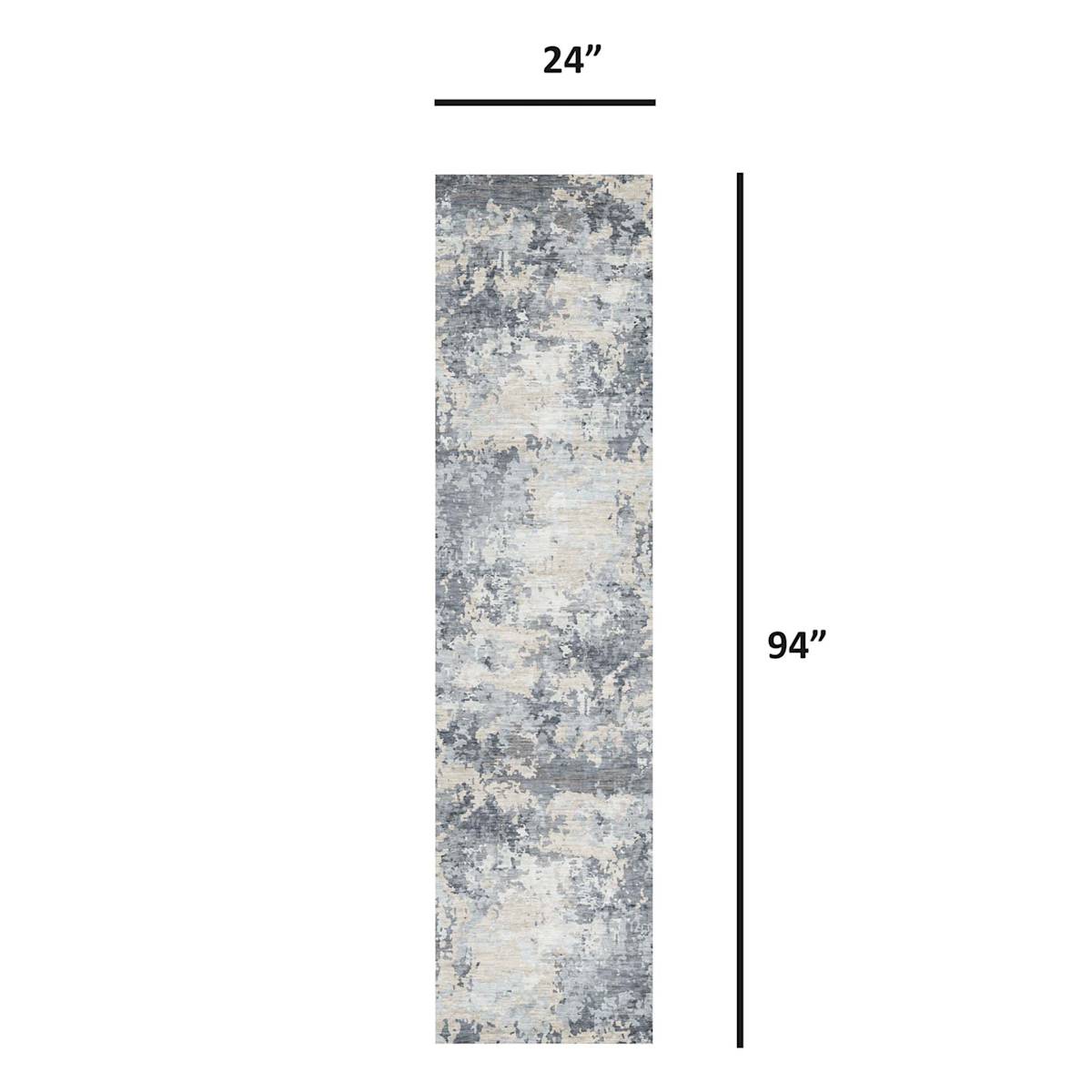 At Home (B875) Crosby St. Dove Grey Splash Patterned Washable Runner 2x8