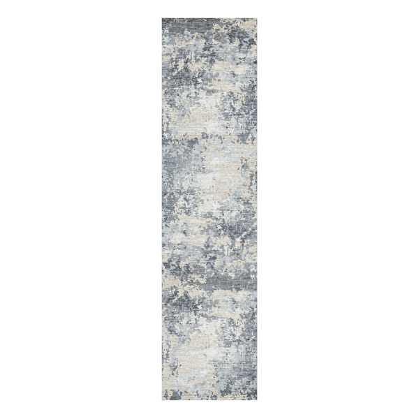 at home (B875) Crosby St. Dove Grey Splash Patterned Washable Runner 2x8