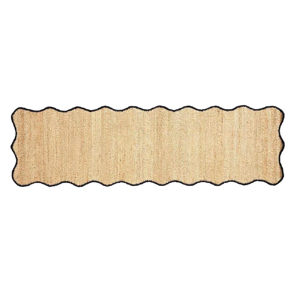At Home (B891) Juniper Jute With Scalloped Black Trim Area Runner 2x7