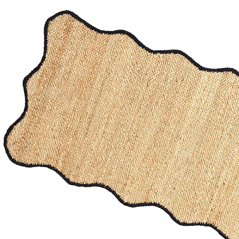 At Home (B891) Juniper Jute With Scalloped Black Trim Area Runner 2x7