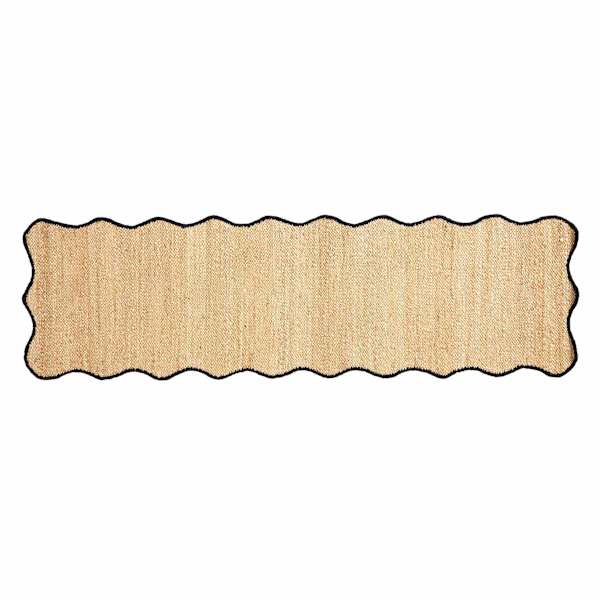 at home (B891) Juniper Jute with Scalloped Black Trim Area Runner 2x7